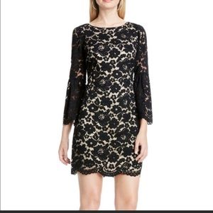 Vince Camuto Black Bell Sleeve Lace Dress